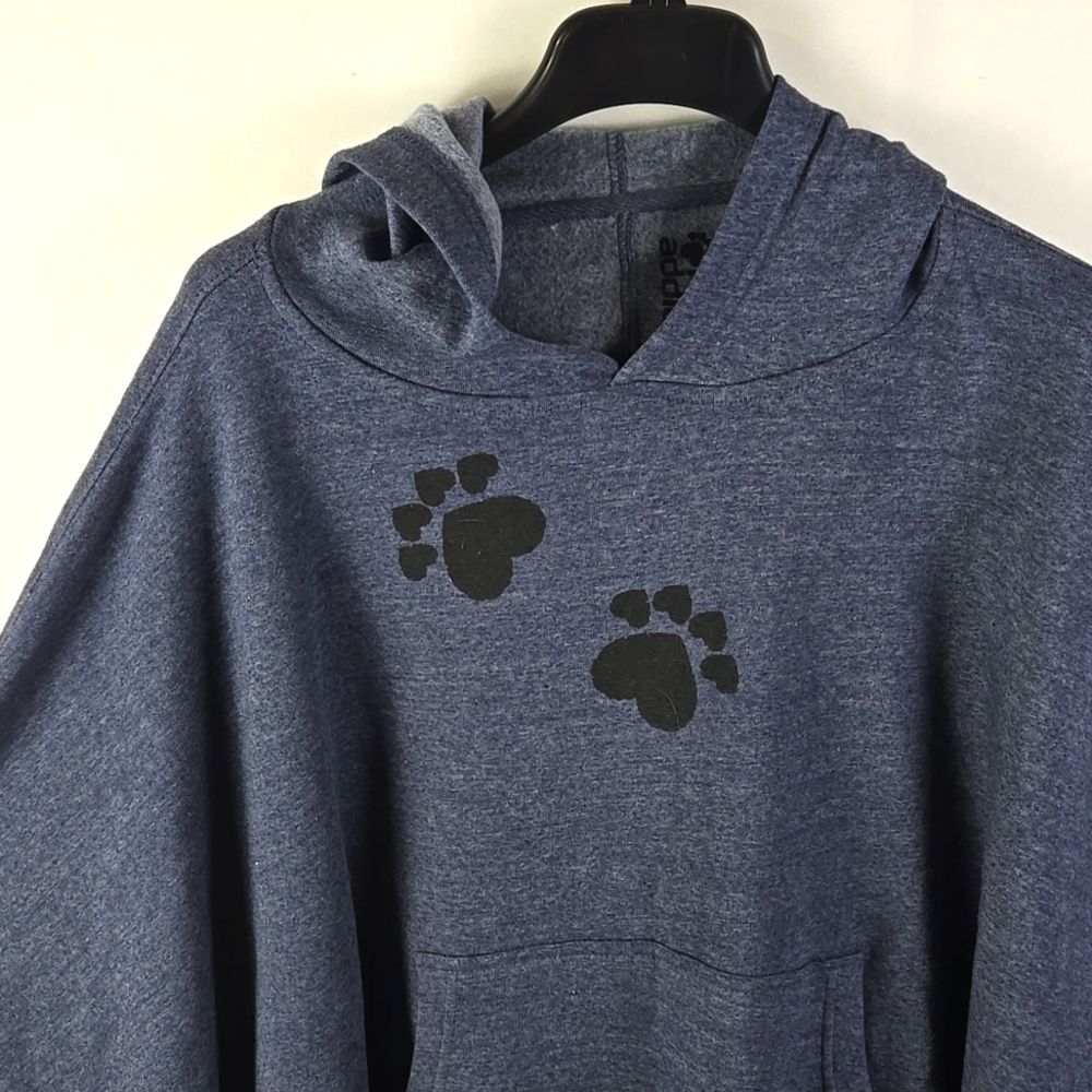 Paw Addict Oversized Poncho, Hooded, Pouch Pocket, Navy Blue One Size Fits Most - Picture 3 of 11